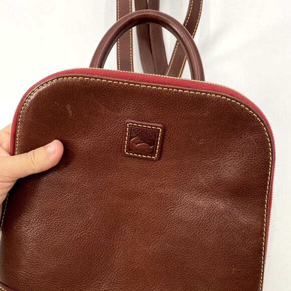 Dooney & Bourke Brown Chestnut Leather Florentine Zip Pod Backpack - Picture 6 of 10